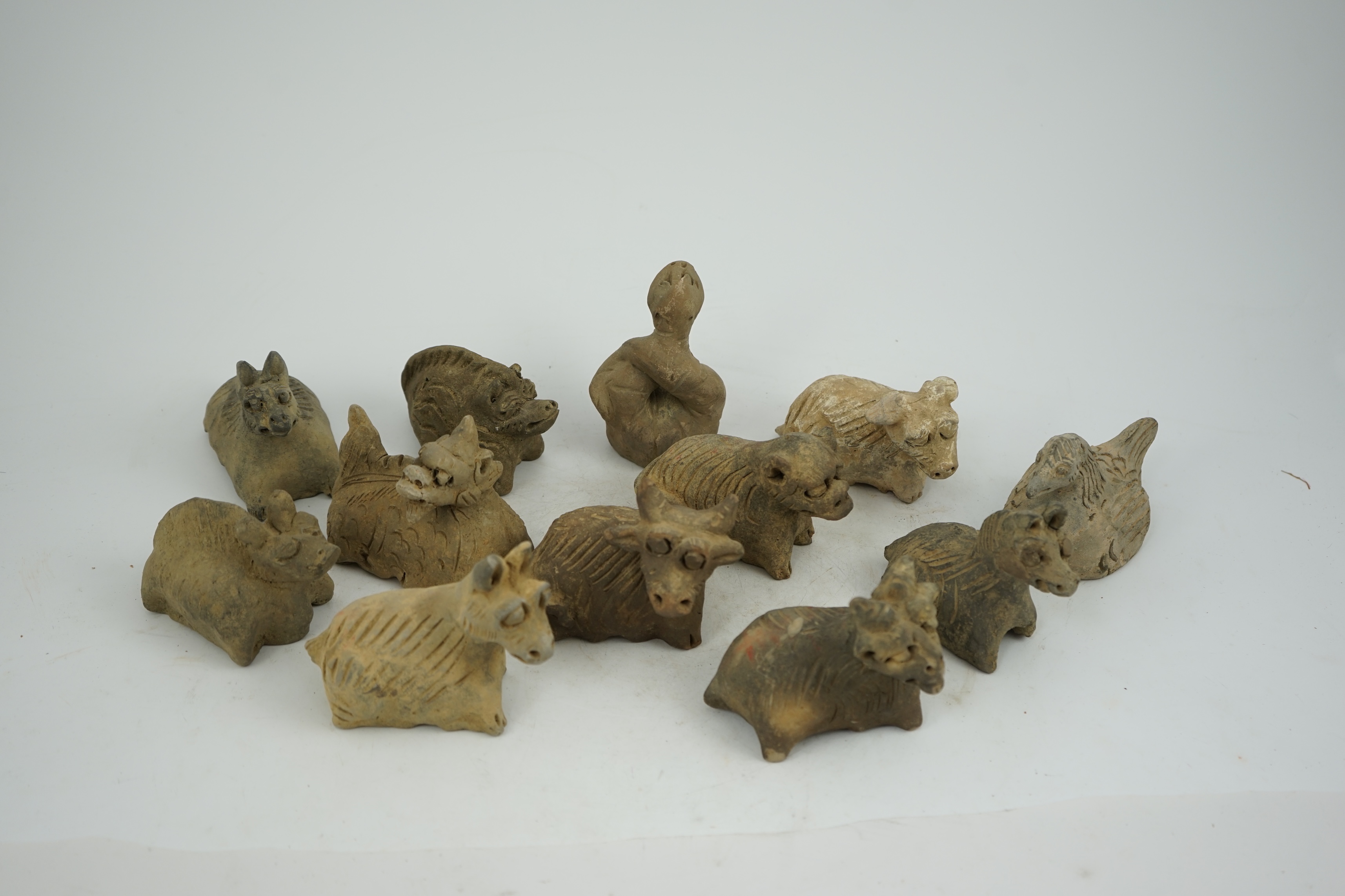 A set of twelve Chinese Buddhist pottery zodiac animals, Song Dynasty (AD 960-1279) or the Yuan Dynasty (AD 1279-1368)